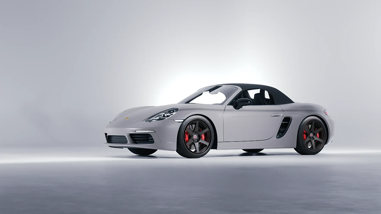 Porsche Boxster 2023 on HRE Performance Wheels 306-GT forged wheels, front three-quarter view
