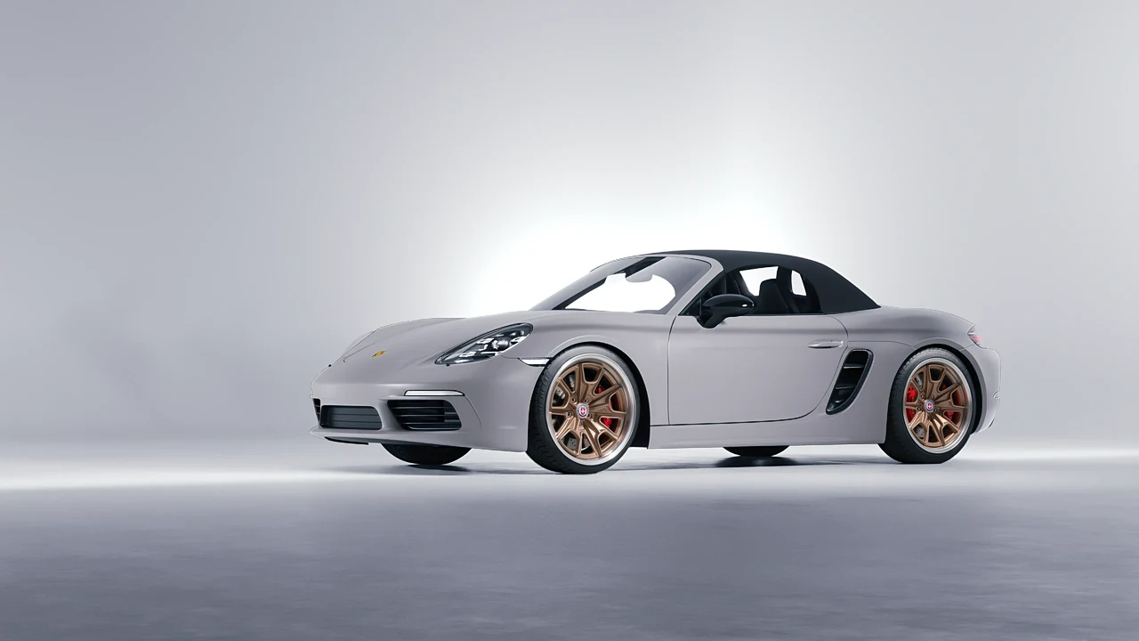 Porsche Boxster 2023 on HRE Performance Wheels 427 forged wheels, front three-quarter view