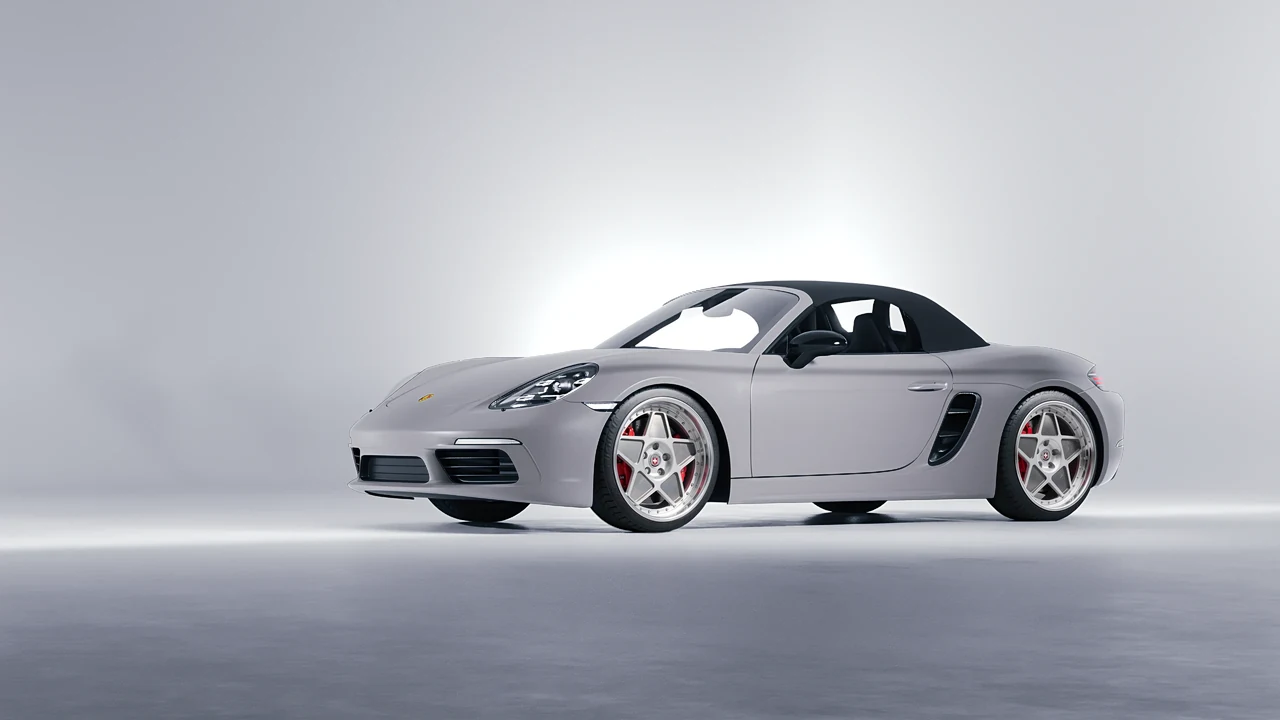 Porsche Boxster 2023 on HRE Performance Wheels 505 forged wheels, front three-quarter view