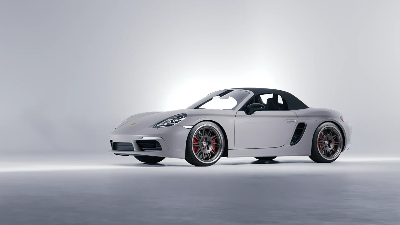 Porsche Boxster 2023 on HRE Performance Wheels 528 forged wheels, front three-quarter view
