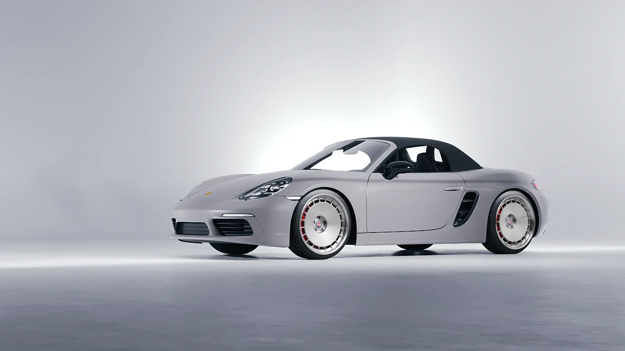 Porsche Boxster 2023 on HRE Performance Wheels 935 forged wheels, front three-quarter view