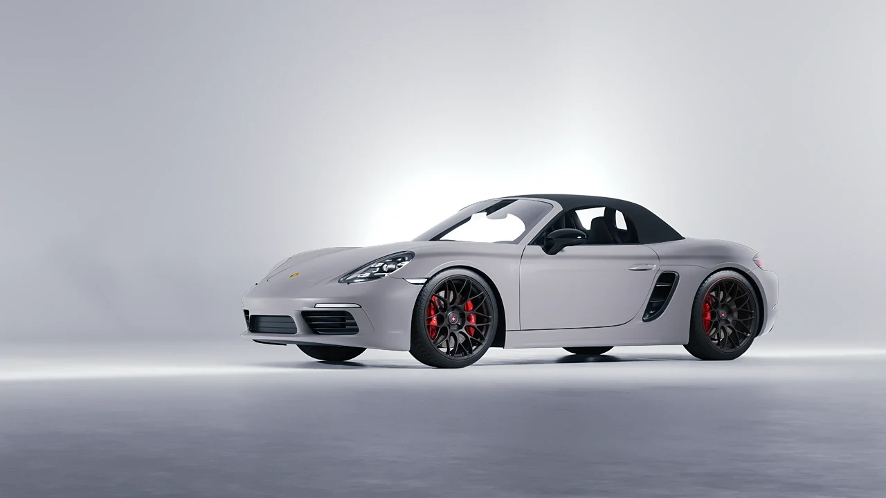 Porsche Boxster 2023 on HRE Performance Wheels RC100 forged wheels, front three-quarter view