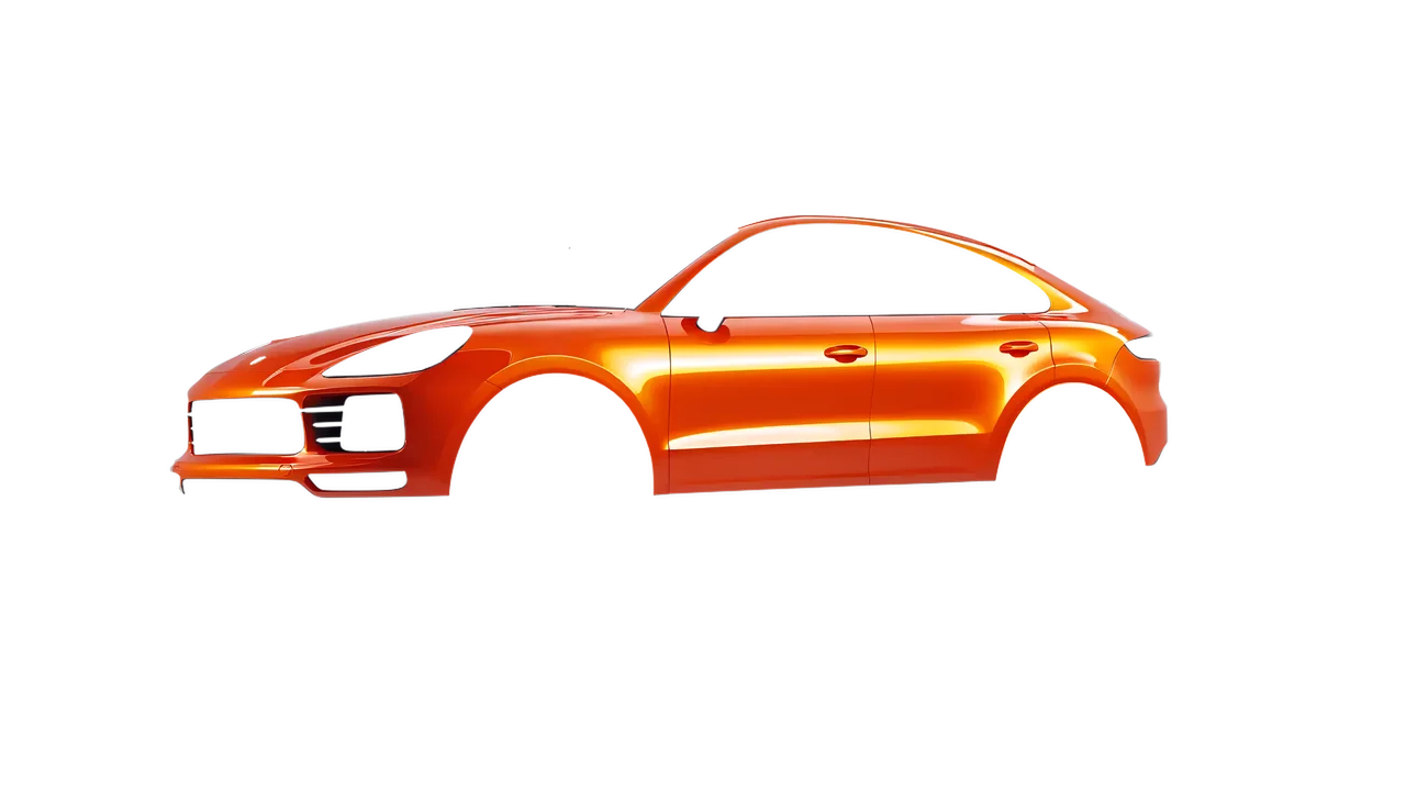 Porsche Cayenne Coupe Turbo 2019 wrapped in Fiery Orange (3M G364), front three-quarter view