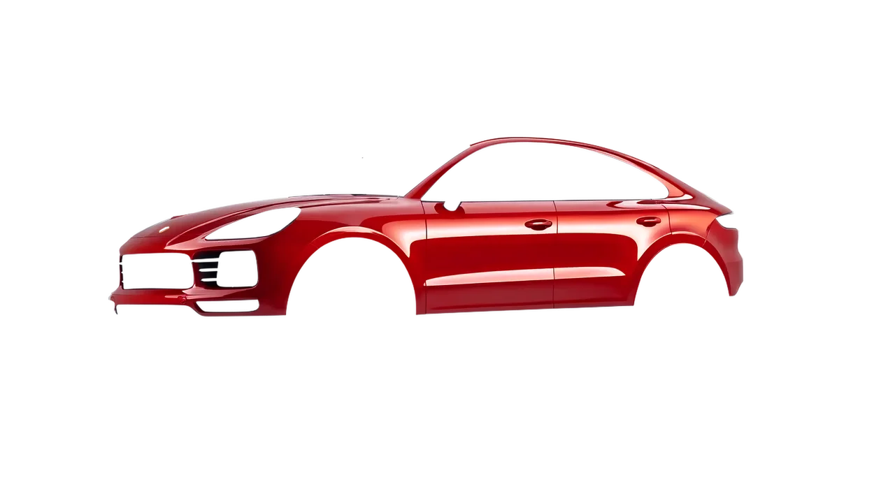Porsche Cayenne Coupe Turbo 2019 wrapped in Hot Rod Red (3M G13), front three-quarter view