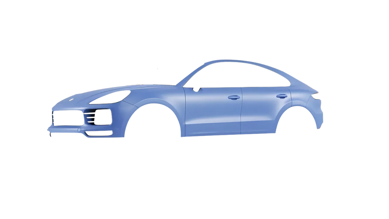 Porsche Cayenne Coupe Turbo 2019 wrapped in Dreamline Blue (Avery Dennison SW900-616-O), front three-quarter view
