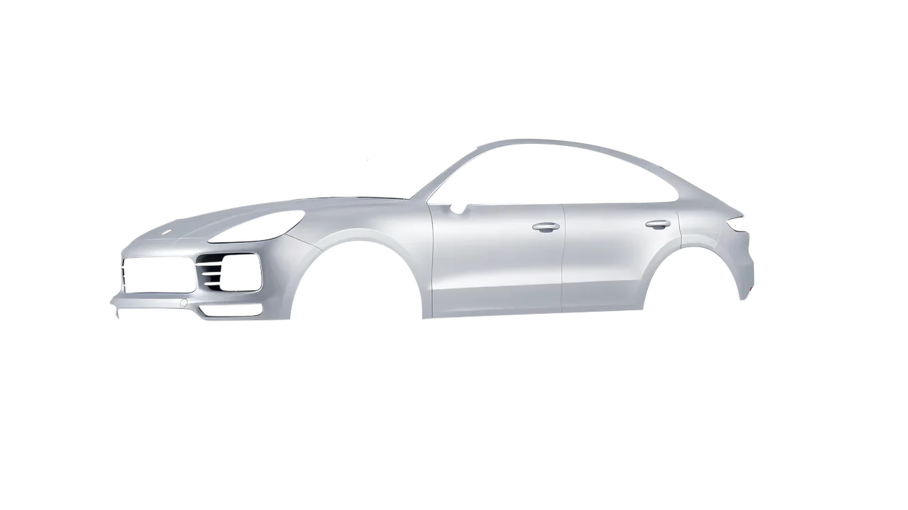 Porsche Cayenne Coupe Turbo 2019 wrapped in Matte Silver (3M M21), front three-quarter view
