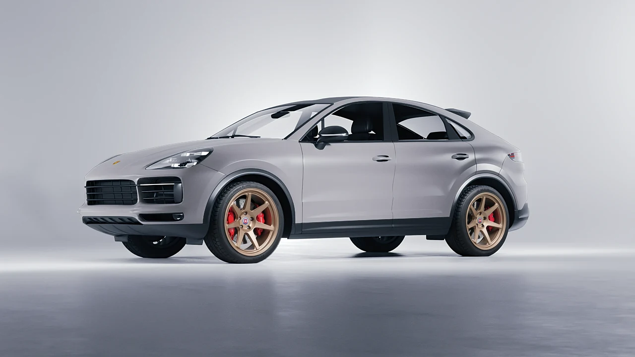 Porsche Cayenne Coupe Turbo 2019 on HRE Performance Wheels 307-GTS forged wheels, front three-quarter view