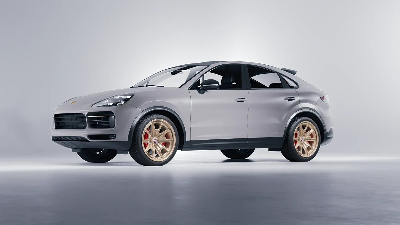 Porsche Cayenne Coupe Turbo 2019 on HRE Performance Wheels 427M forged wheels, front three-quarter view