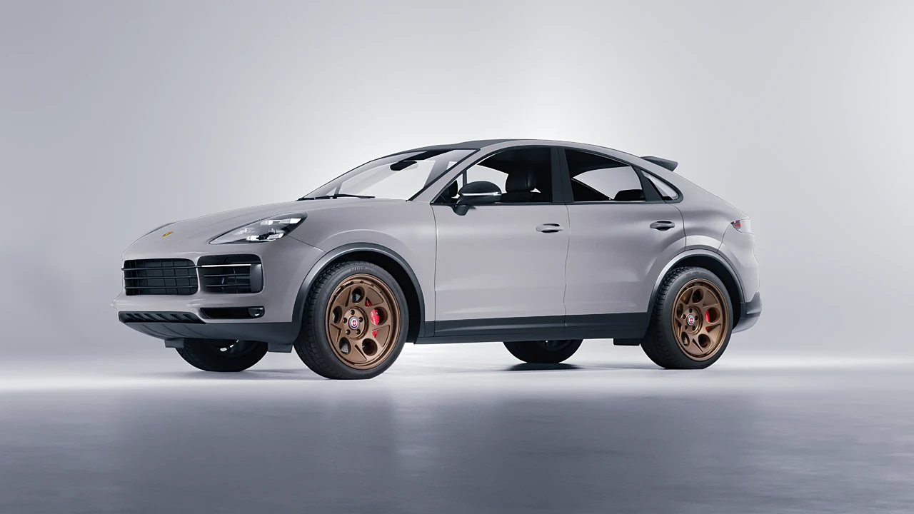 Porsche Cayenne Coupe Turbo 2019 on HRE Performance Wheels 454-GTM forged wheels, front three-quarter view