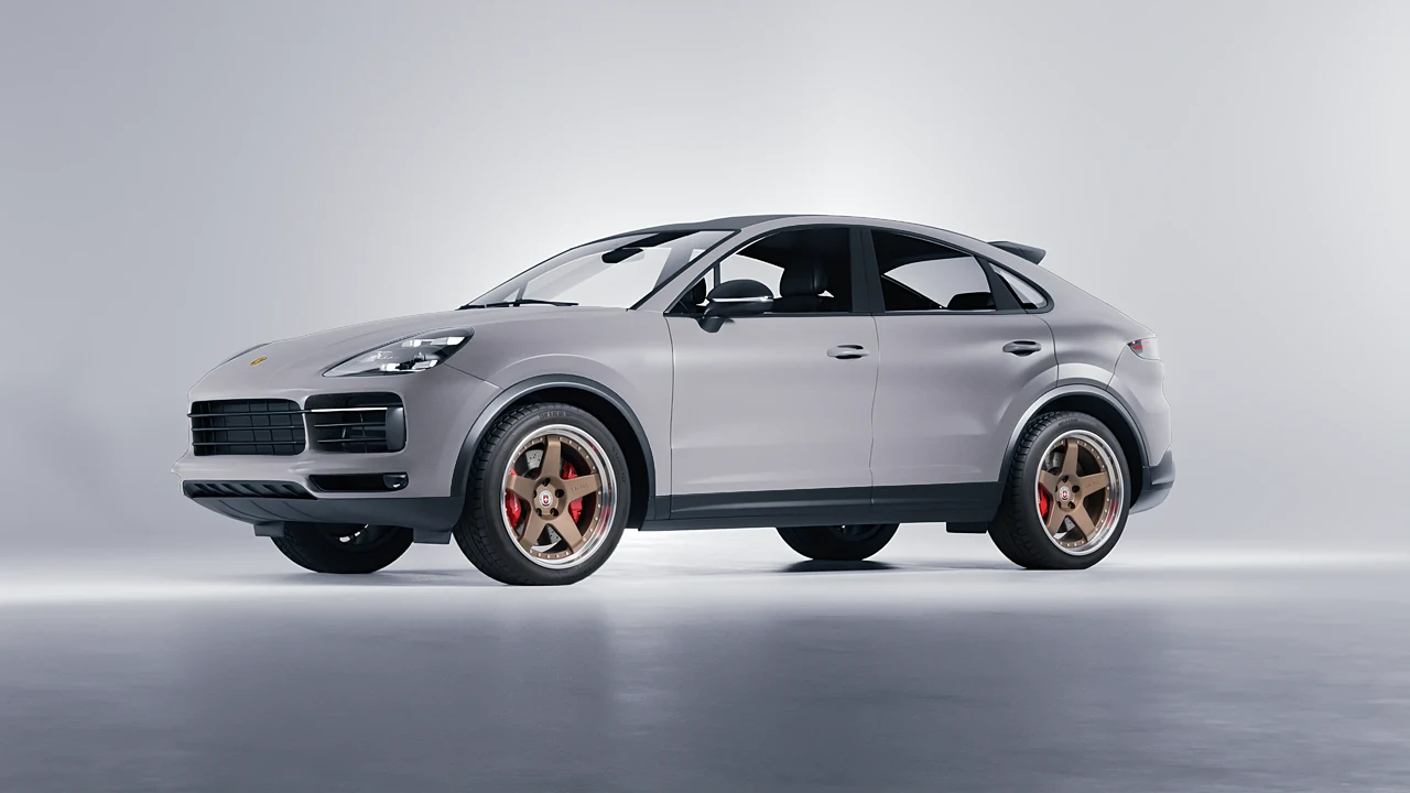 Porsche Cayenne Coupe Turbo 2019 on HRE Performance Wheels C105 forged wheels, front three-quarter view