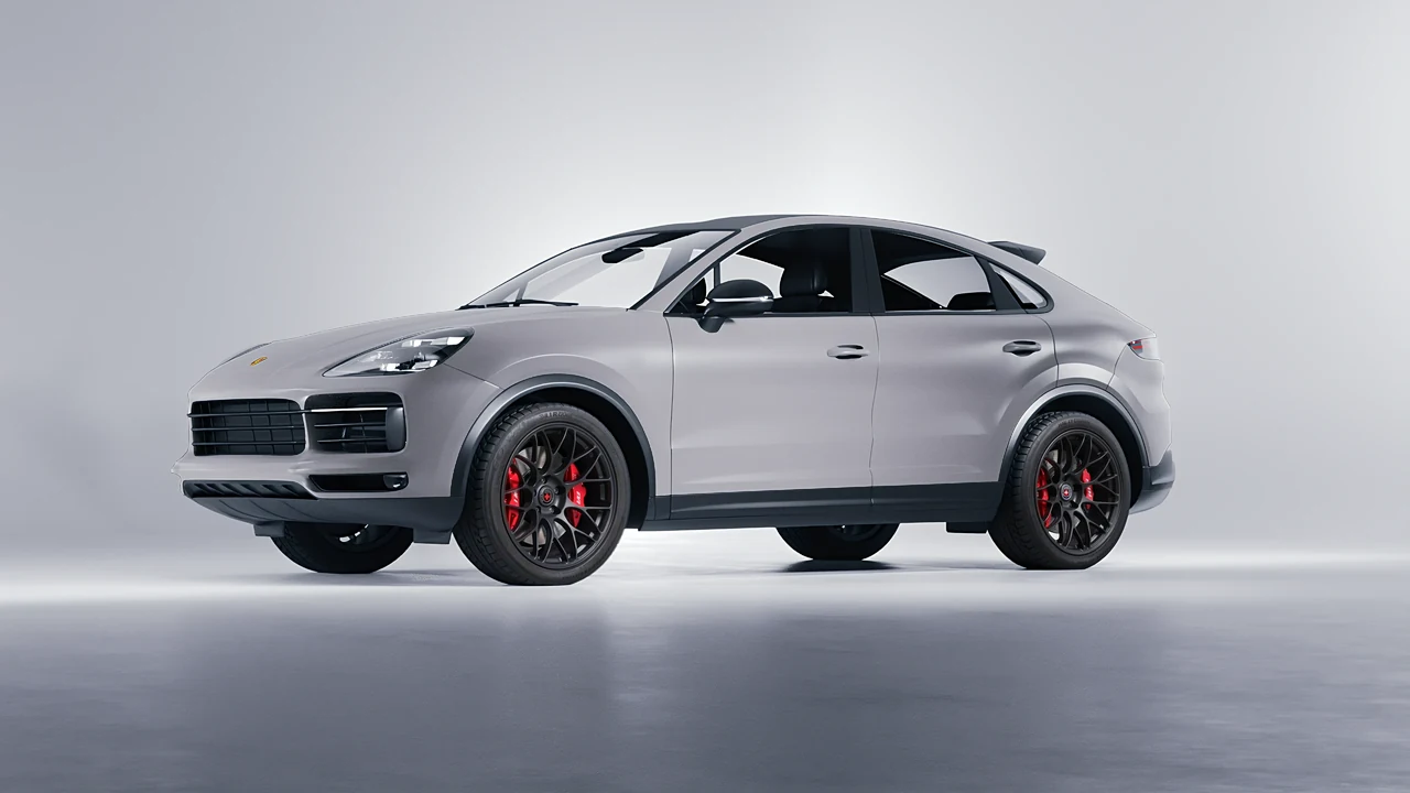 Porsche Cayenne Coupe Turbo 2019 on HRE Performance Wheels RC100 forged wheels, front three-quarter view