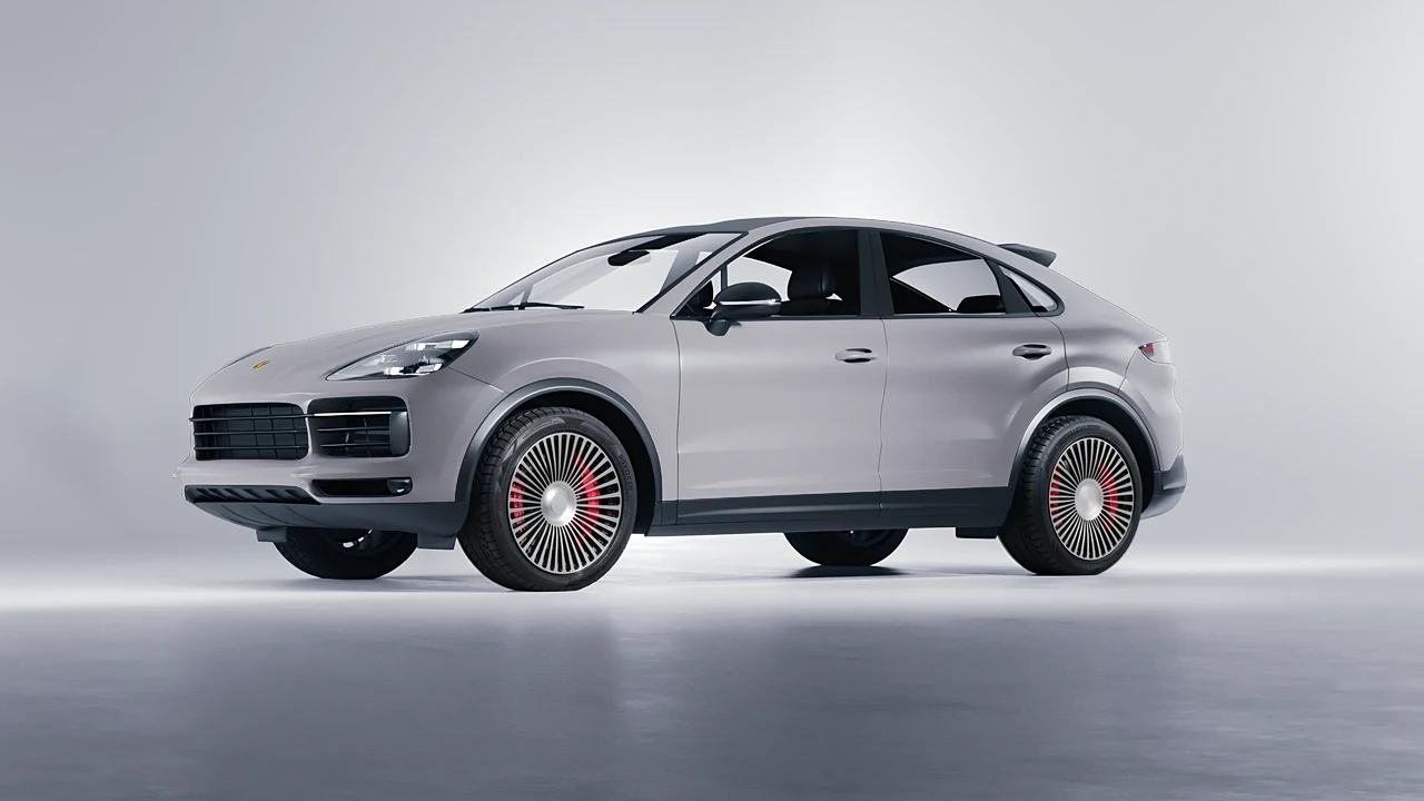 Porsche Cayenne Coupe Turbo 2019 on RDB LA 50 forged wheels, front three-quarter view