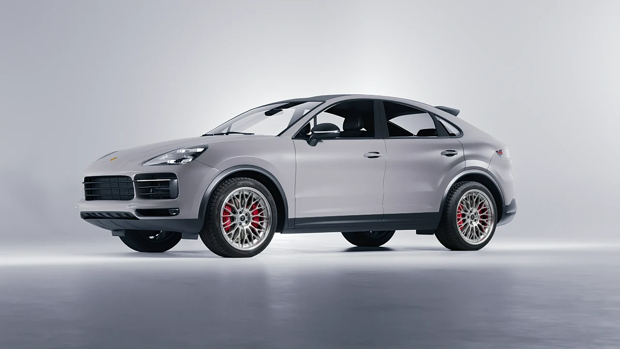 Porsche Cayenne Coupe Turbo 2019 on RDB LA Signature forged wheels, front three-quarter view