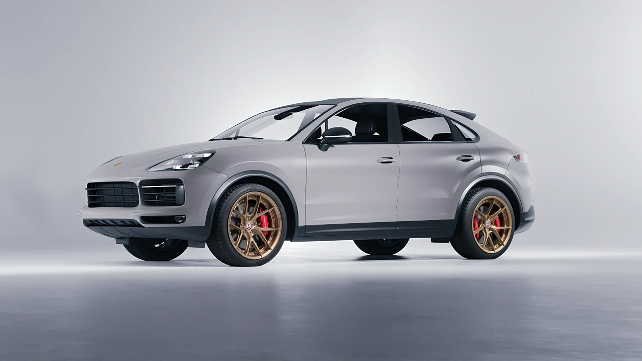 Porsche Cayenne Coupe Turbo 2019 on HRE Performance Wheels S101SC forged wheels, front three-quarter view