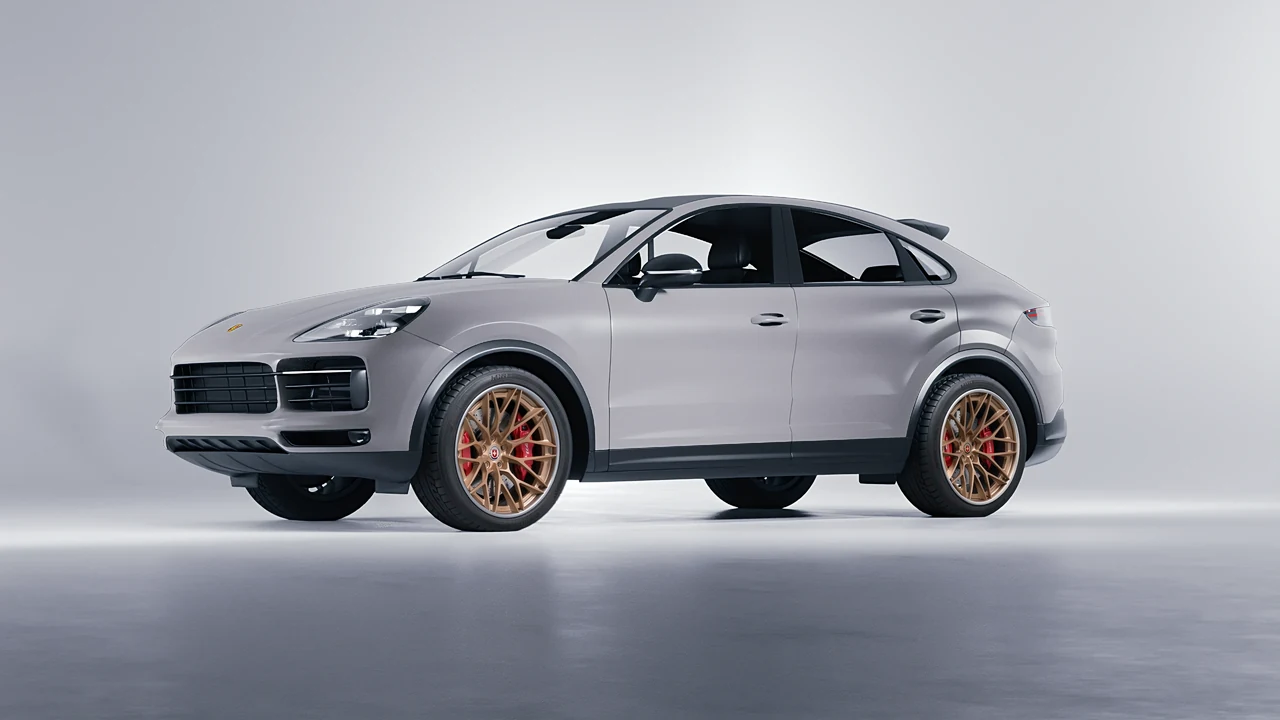 Porsche Cayenne Coupe Turbo 2019 on HRE Performance Wheels S200H forged wheels, front three-quarter view