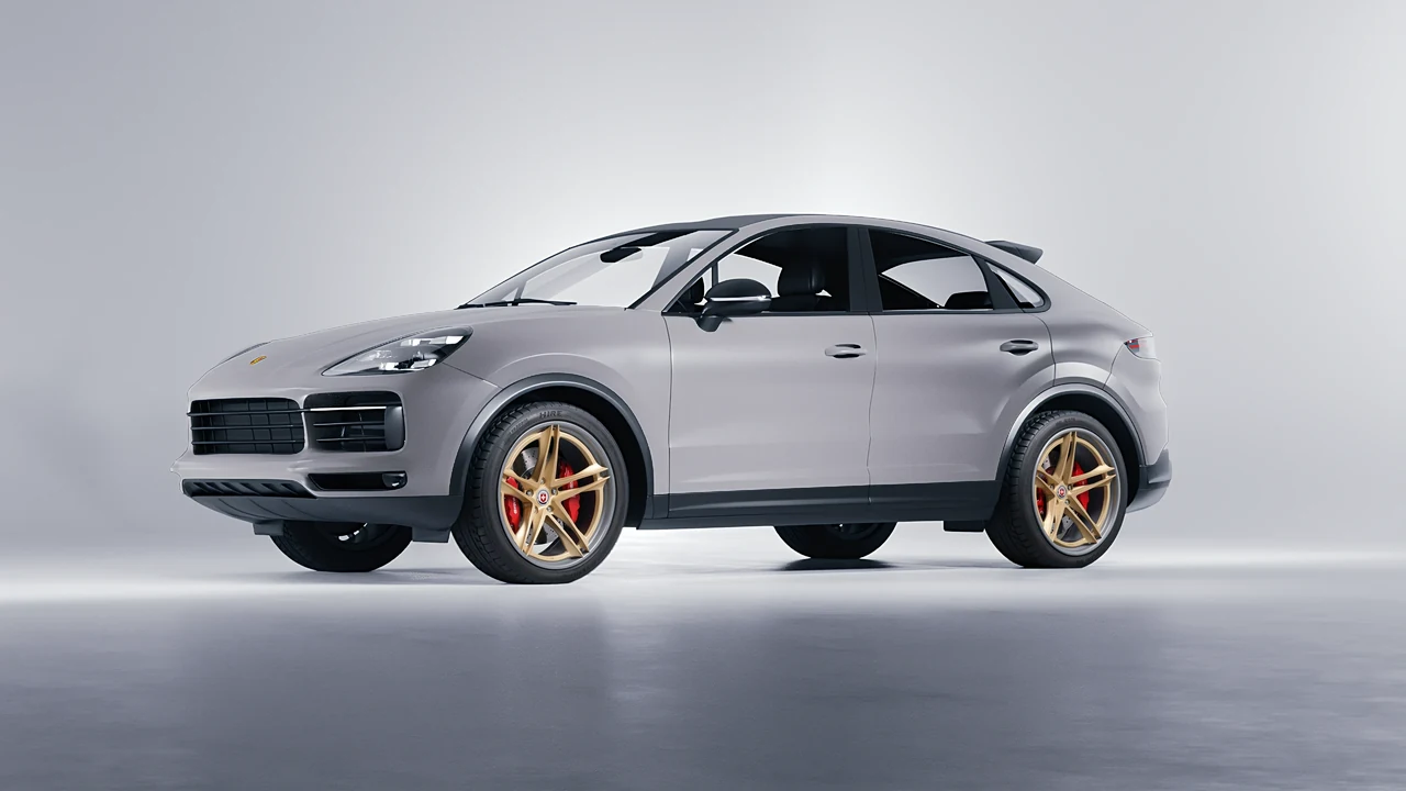 Porsche Cayenne Coupe Turbo 2019 on HRE Performance Wheels S207H forged wheels, front three-quarter view