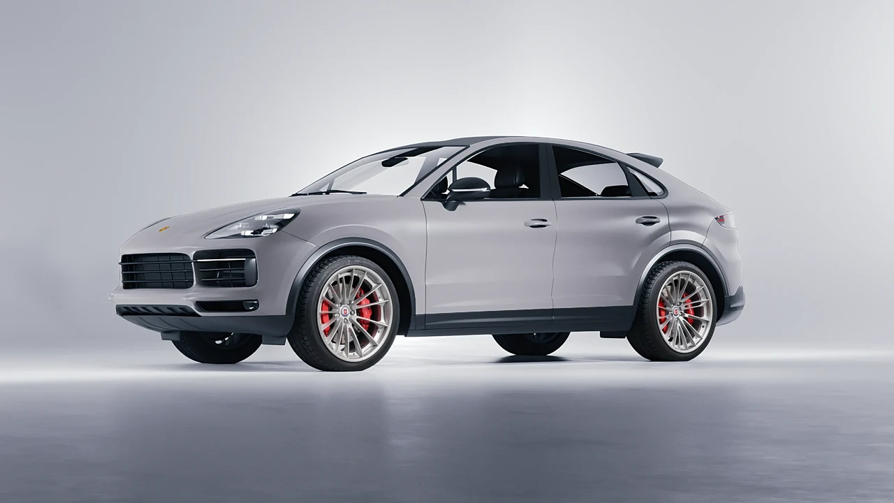 Porsche Cayenne Coupe Turbo 2019 on HRE Performance Wheels S209 forged wheels, front three-quarter view