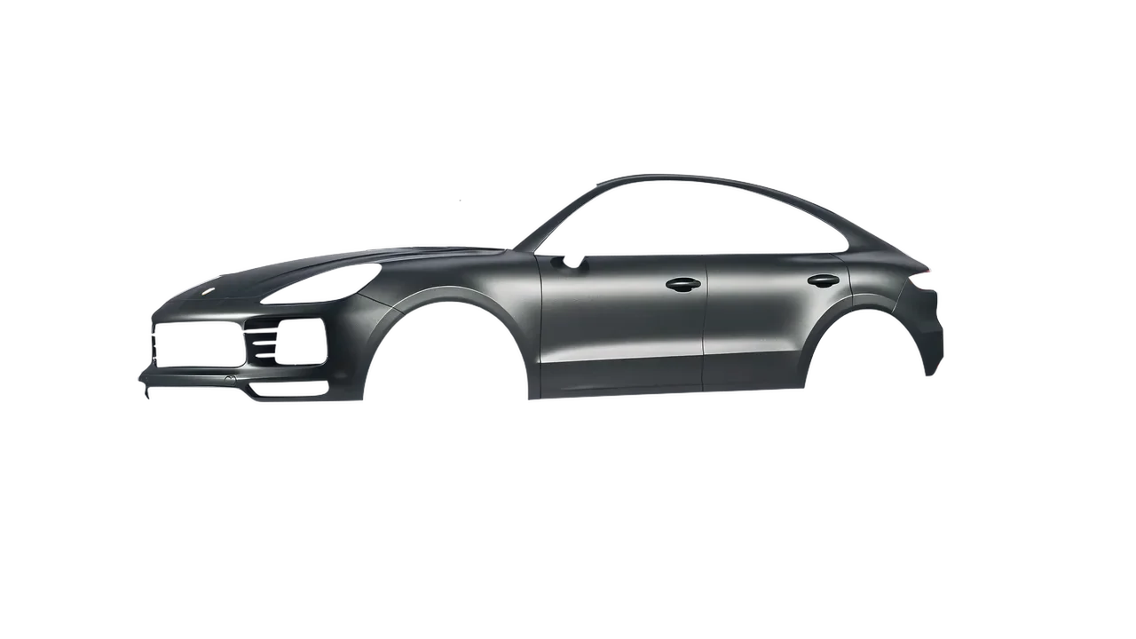 Porsche Cayenne Coupe Turbo 2019 wrapped in Black Rock Grey (Avery Dennison SW900-823-M), front three-quarter view