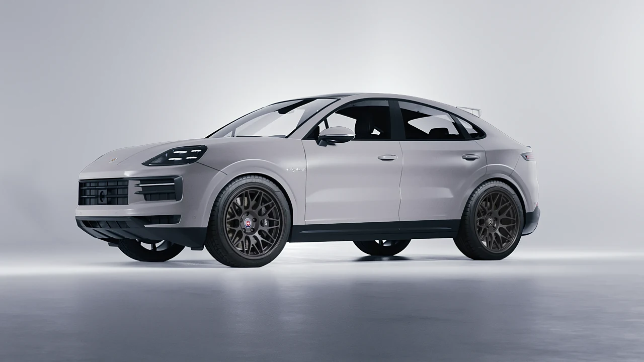 Porsche Cayenne E Hybrid Coupe 2024 on HRE Performance Wheels 300-GT forged wheels, front three-quarter view