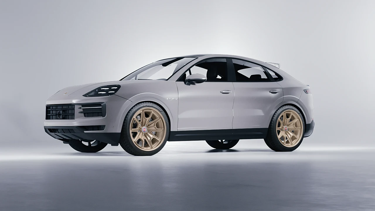 Porsche Cayenne E Hybrid Coupe 2024 on HRE Performance Wheels 427M forged wheels, front three-quarter view