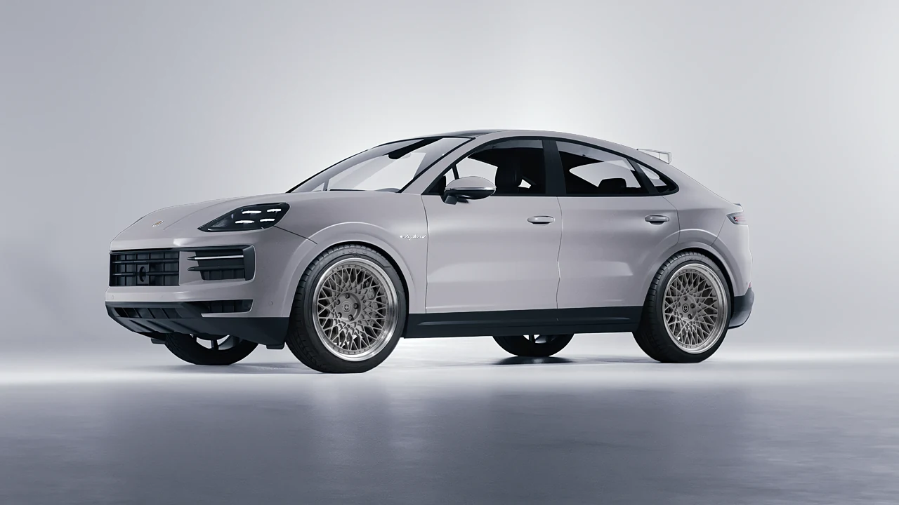Porsche Cayenne E Hybrid Coupe 2024 on HRE Performance Wheels 501 forged wheels, front three-quarter view