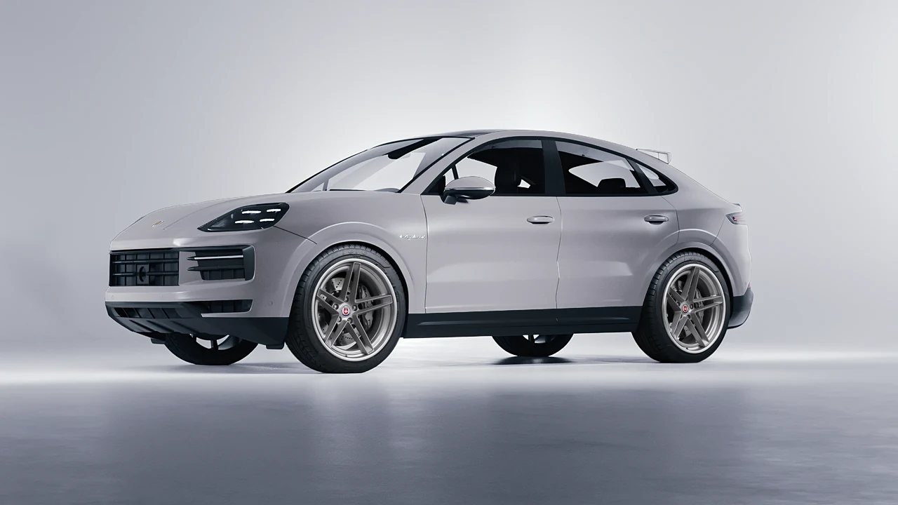 Porsche Cayenne E Hybrid Coupe 2024 on HRE Performance Wheels G-Code forged wheels, front three-quarter view
