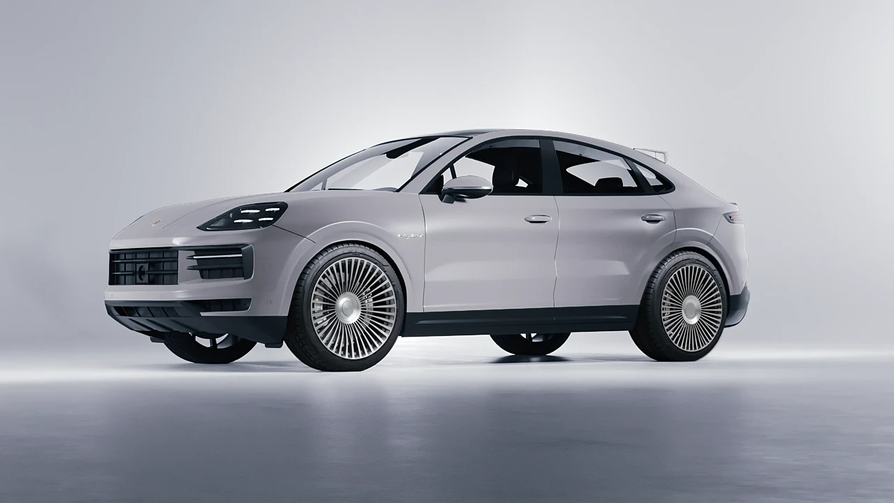 Porsche Cayenne E Hybrid Coupe 2024 on RDB LA 50 forged wheels, front three-quarter view