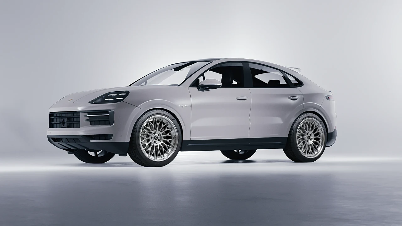 Porsche Cayenne E Hybrid Coupe 2024 on RDB LA Signature forged wheels, front three-quarter view