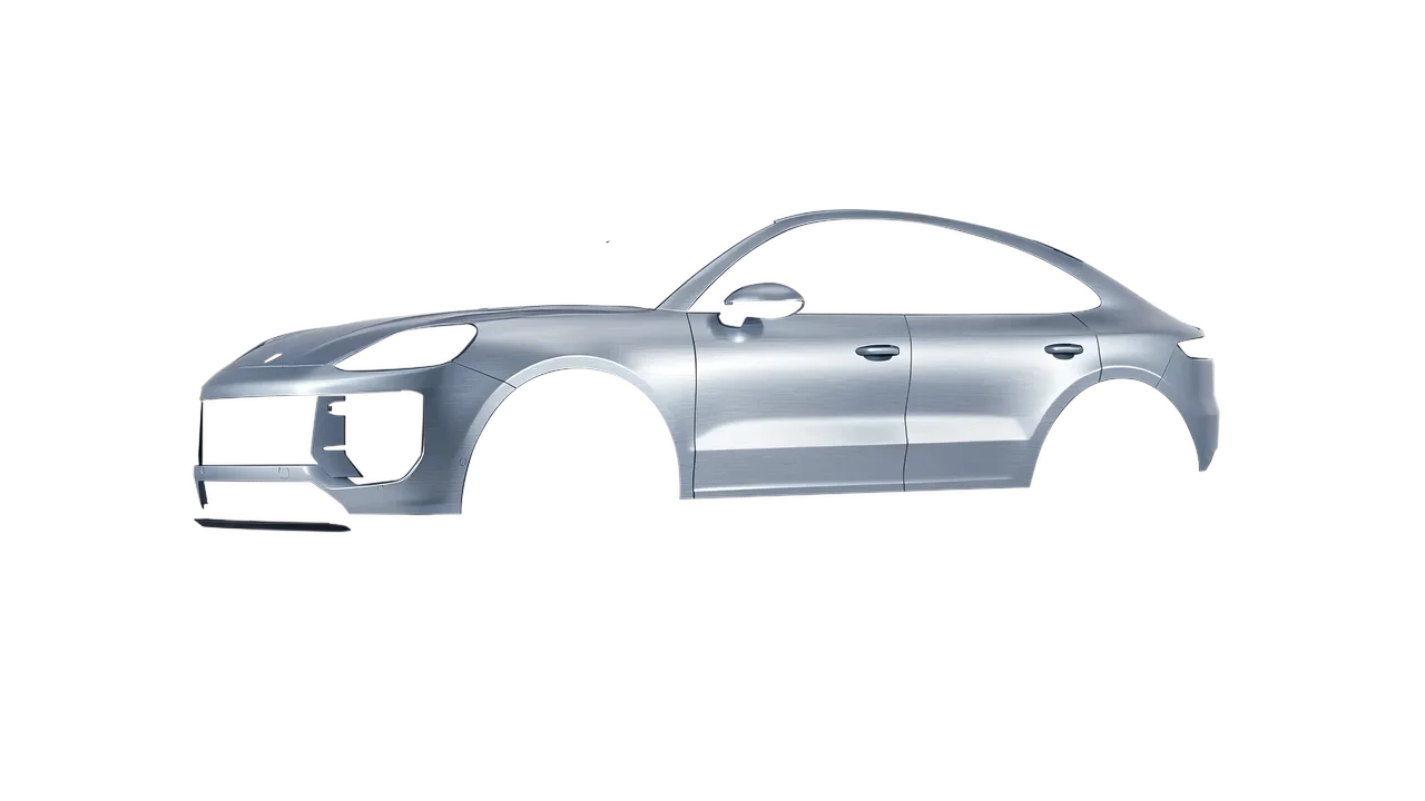 Porsche Cayenne Turbo GT 2024 wrapped in Brushed Aluminum (Avery Dennison SW900-812-X), front three-quarter view