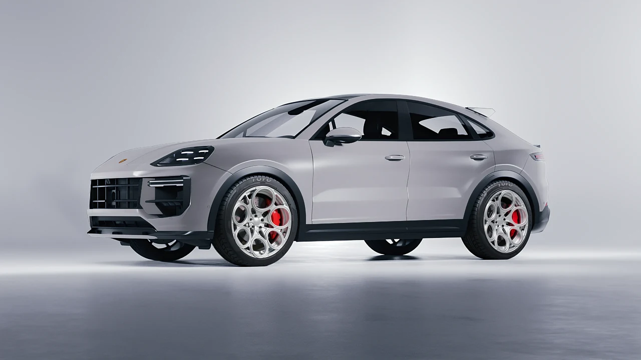 Porsche Cayenne Turbo GT 2024 on RDB LA Revolver forged wheels, front three-quarter view