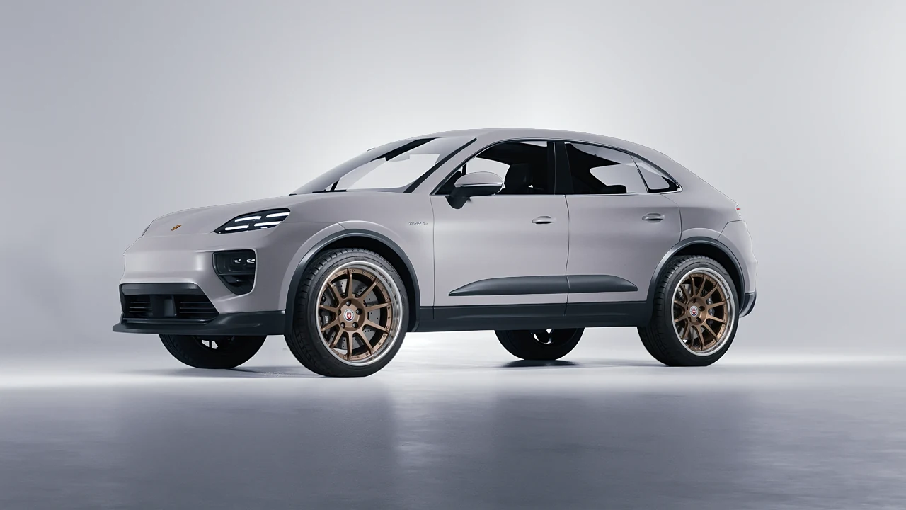 Porsche Macan Electric 2024 on HRE Performance Wheels C103 forged wheels, front three-quarter view