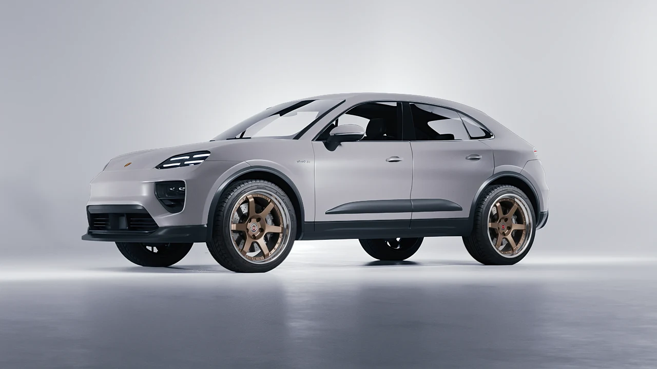Porsche Macan Electric 2024 on HRE Performance Wheels C106 forged wheels, front three-quarter view