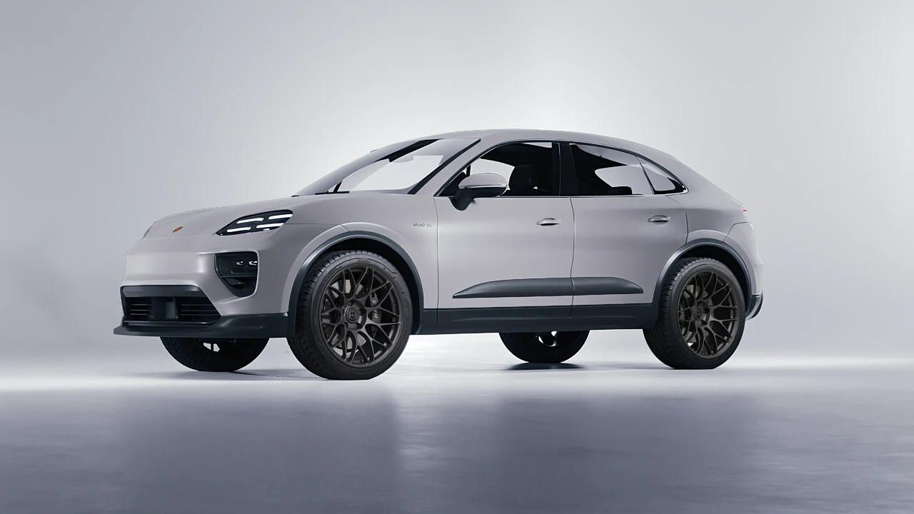 Porsche Macan Electric 2024 on HRE Performance Wheels RC100 forged wheels, front three-quarter view
