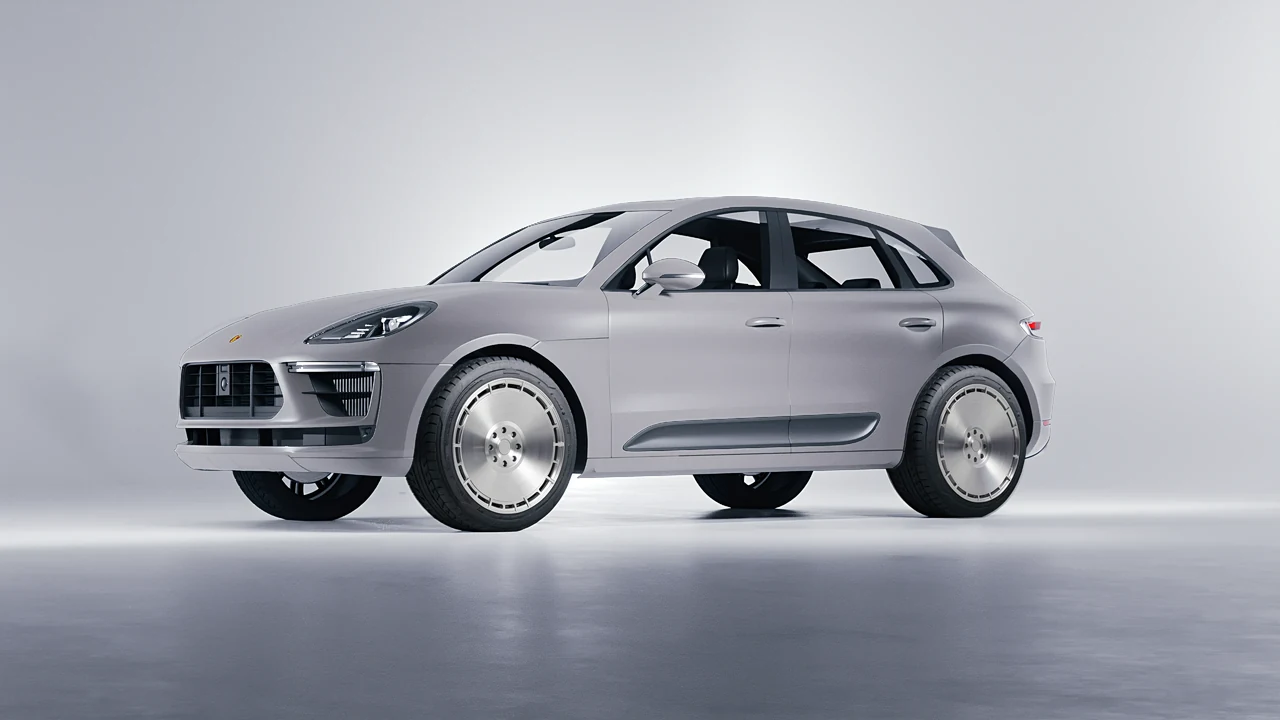Porsche Macan Turbo 2023 on RDB LA Zero forged wheels, front three-quarter view