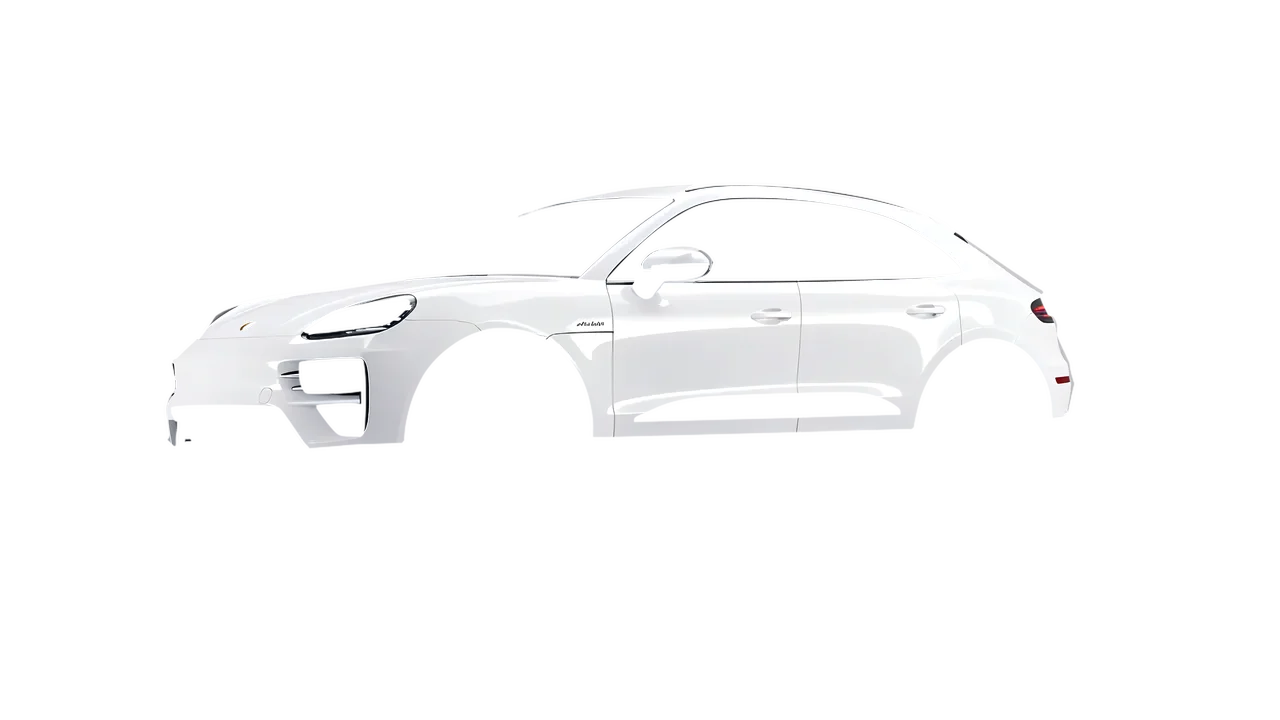 Porsche Macan Turbo Electric 2024 wrapped in Gloss White (3M G10), front three-quarter view