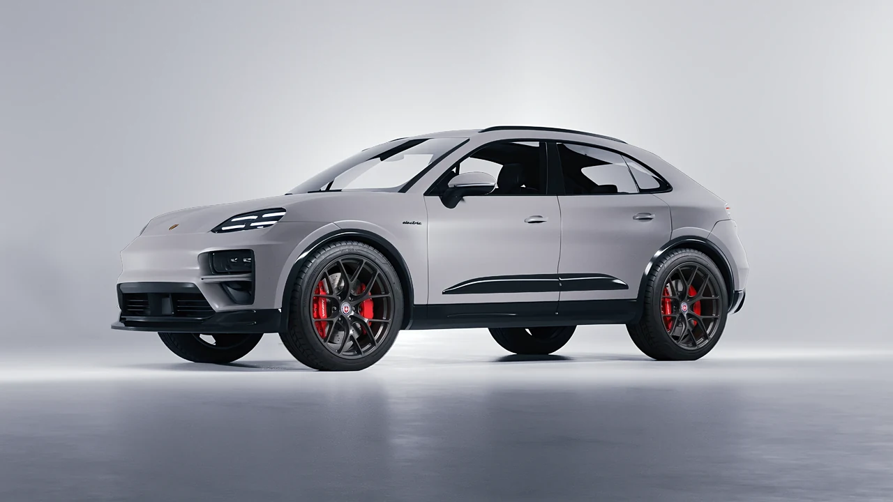 Porsche Macan Turbo Electric 2024 on HRE Performance Wheels R161-Lightweight forged wheels, front three-quarter view