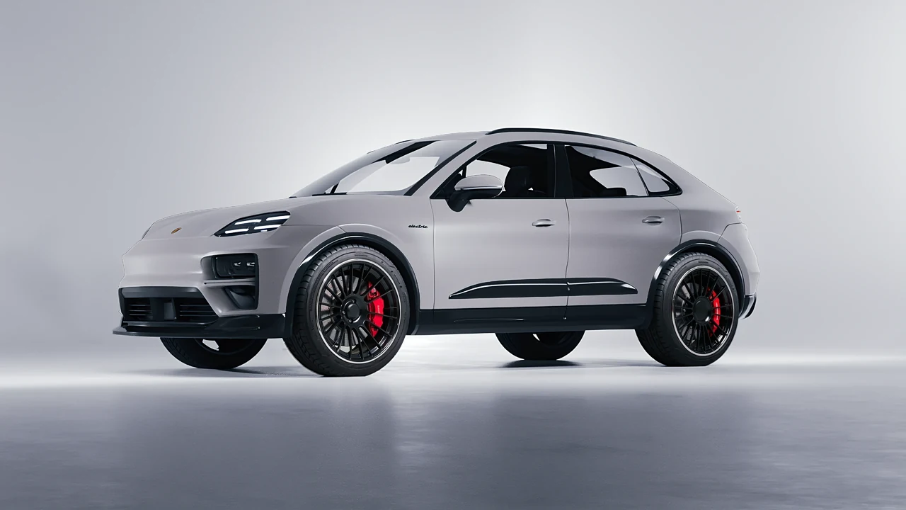 Porsche Macan Turbo Electric 2024 on RDB LA Twenty Two forged wheels, front three-quarter view
