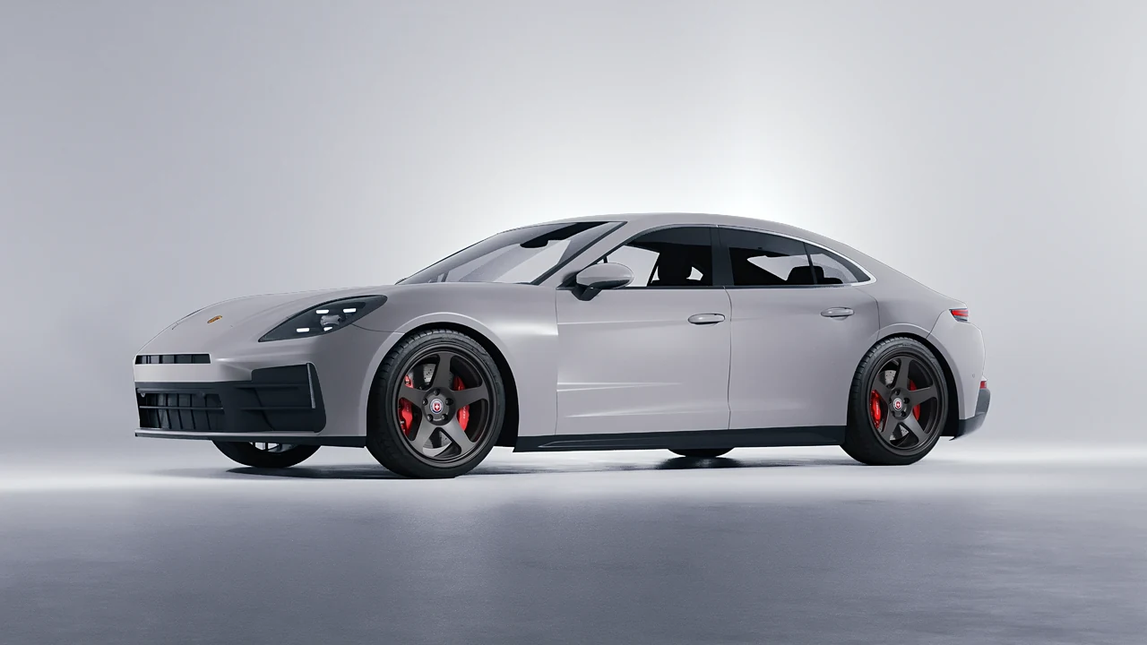 Porsche Panamera 2024 on HRE Performance Wheels 305-GT forged wheels, front three-quarter view
