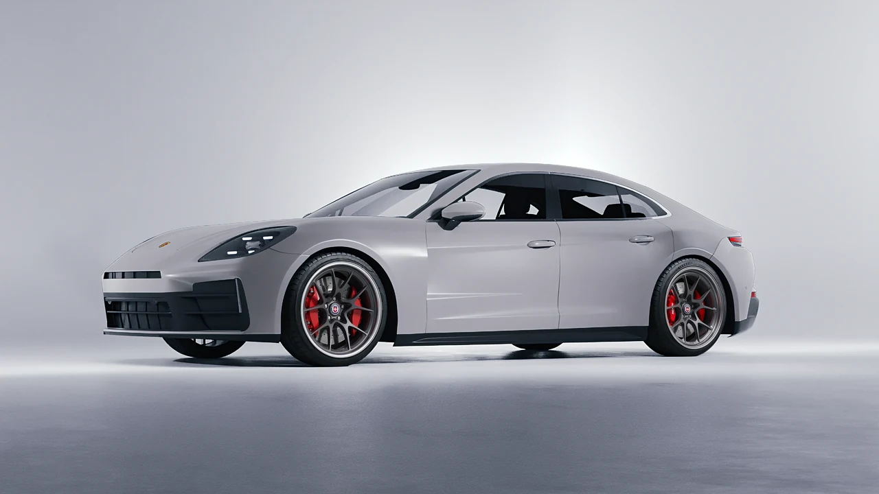 Porsche Panamera 2024 on HRE Performance Wheels 521 forged wheels, front three-quarter view
