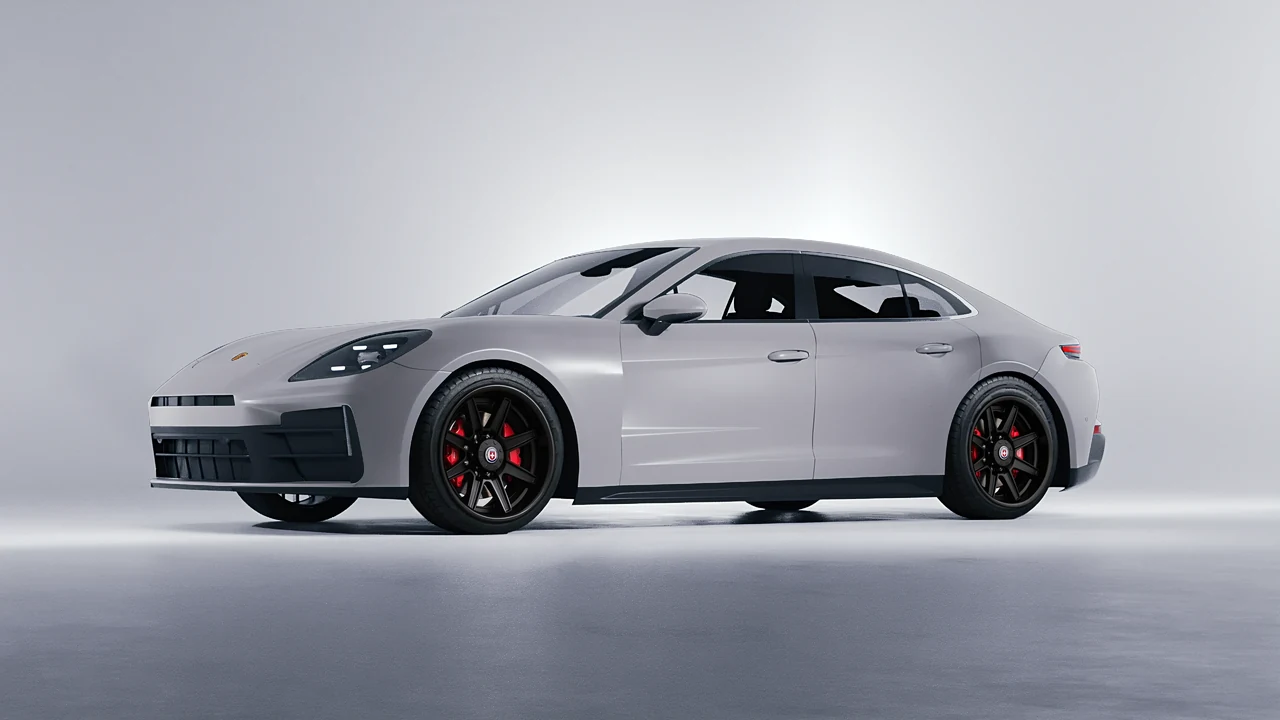 Porsche Panamera 2024 on HRE Performance Wheels HD188H forged wheels, front three-quarter view