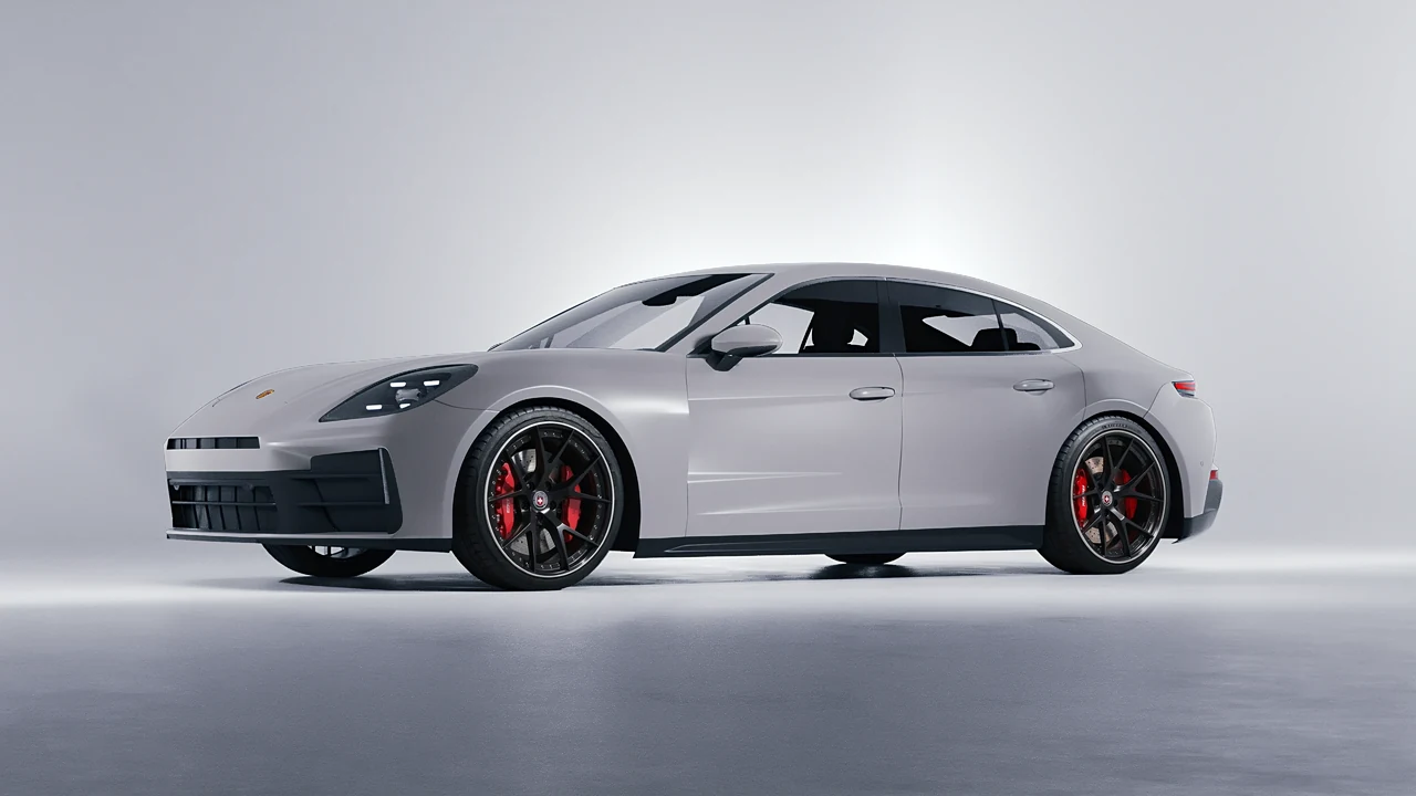 Porsche Panamera 2024 on HRE Performance Wheels S101 forged wheels, front three-quarter view