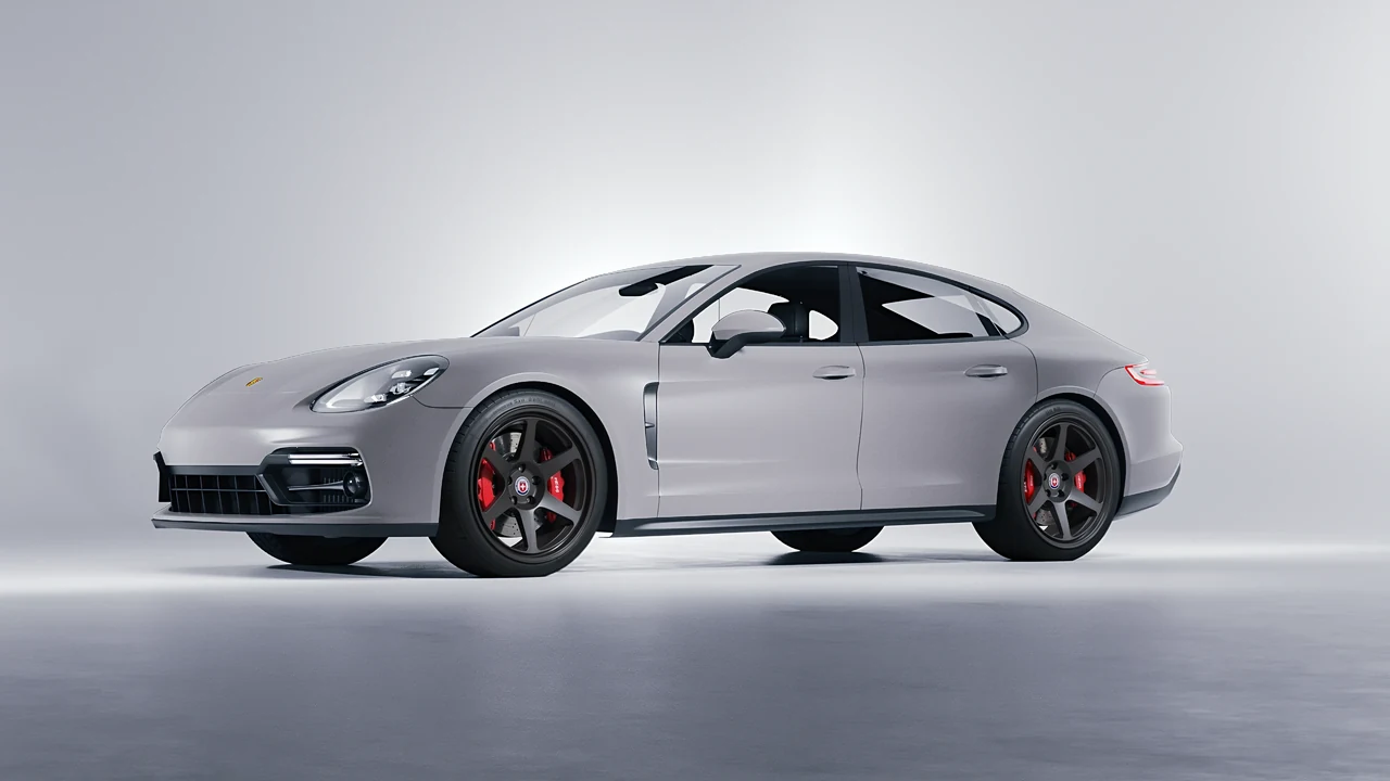 Porsche Panamera GTS 2024 on HRE Performance Wheels 306-GT forged wheels, front three-quarter view