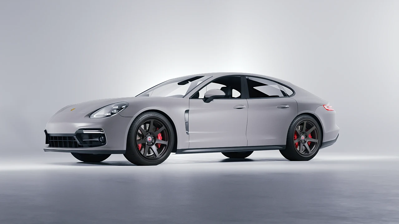 Porsche Panamera GTS 2024 on HRE Performance Wheels 307-GT forged wheels, front three-quarter view