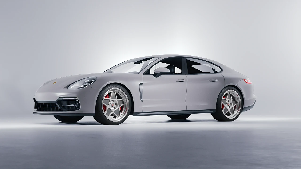 Porsche Panamera GTS 2024 on HRE Performance Wheels 505 forged wheels, front three-quarter view