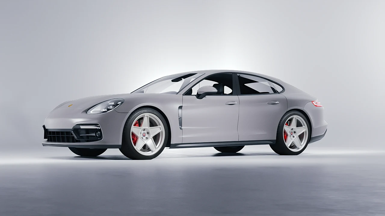 Porsche Panamera GTS 2024 on HRE Performance Wheels 505M forged wheels, front three-quarter view