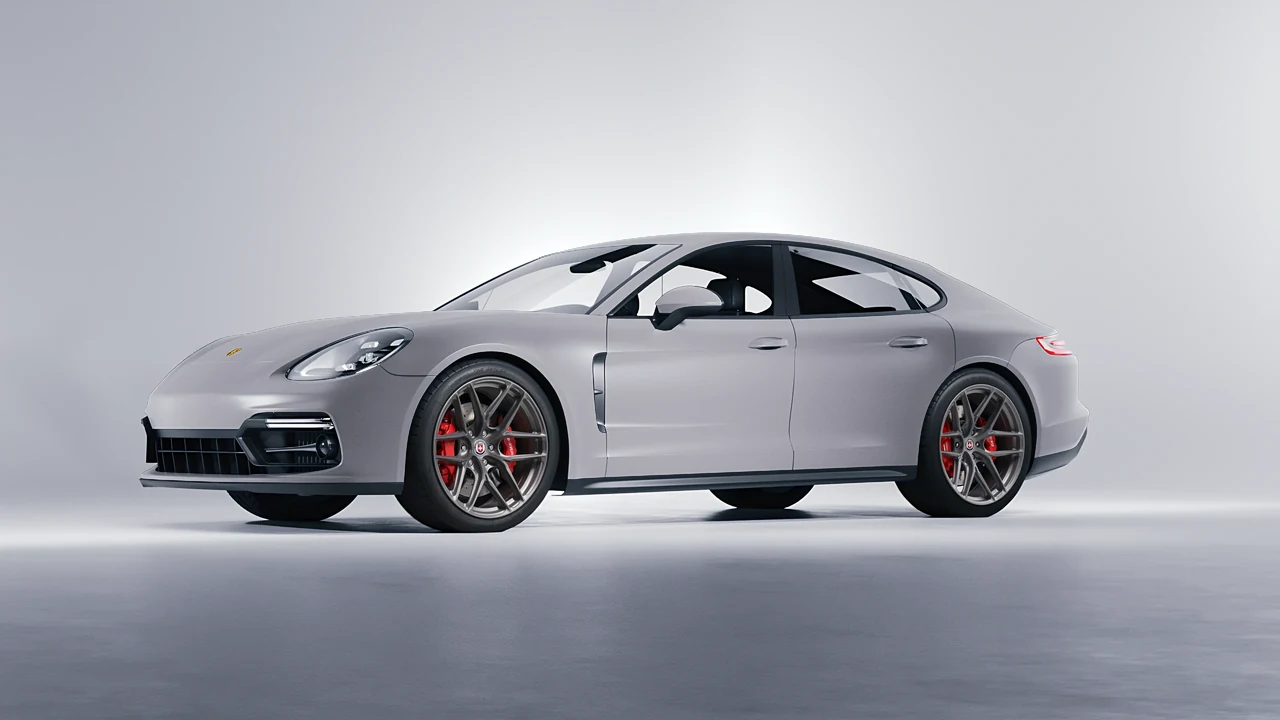 Porsche Panamera GTS 2024 on HRE Performance Wheels P161SC forged wheels, front three-quarter view