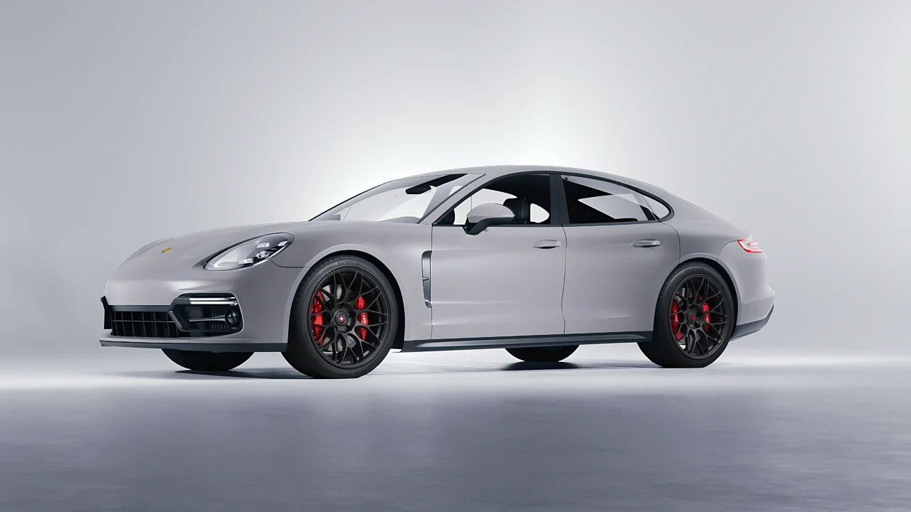Porsche Panamera GTS 2024 on HRE Performance Wheels RC100 forged wheels, front three-quarter view