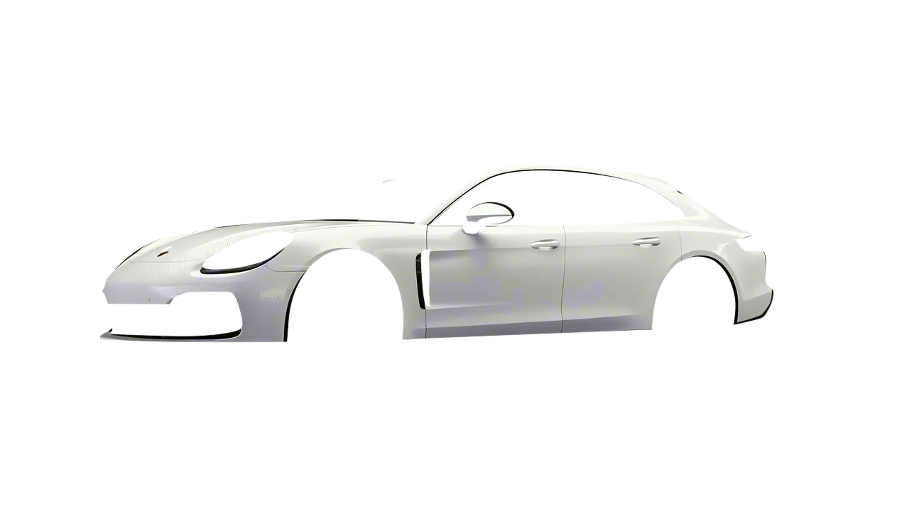 Porsche Panamera GTS Sport Turismo 2019 wrapped in Carbon Fiber White (Avery Dennison SW900-115-X), front three-quarter view