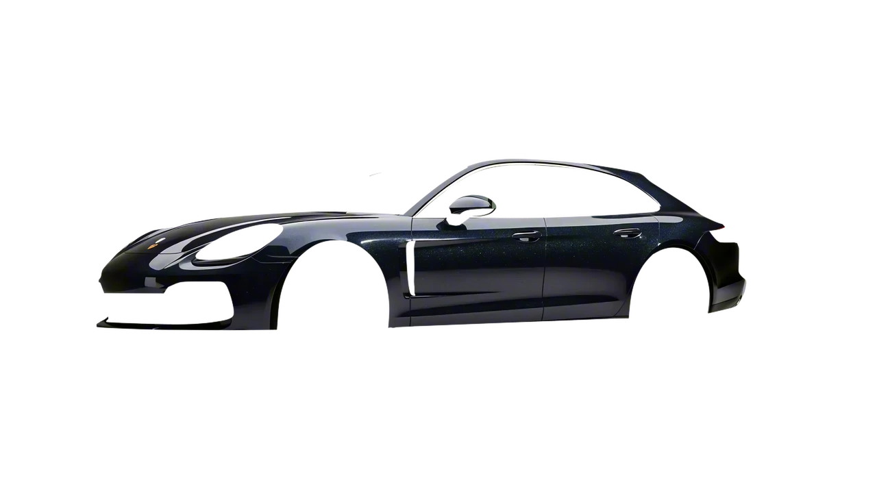 Porsche Panamera GTS Sport Turismo 2019 wrapped in Mystery Black (Avery Dennison SW900-184-M), front three-quarter view