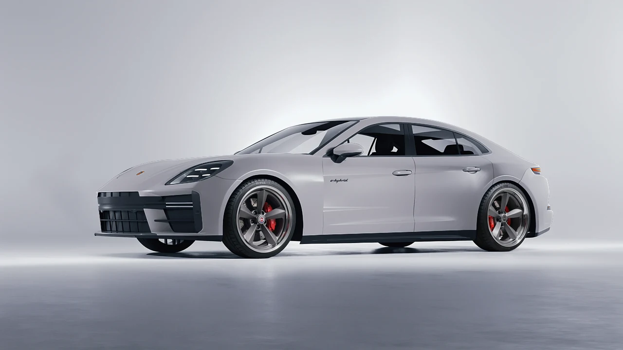 Porsche Panamera Turbo 2024 on HRE Performance Wheels 105 forged wheels, front three-quarter view
